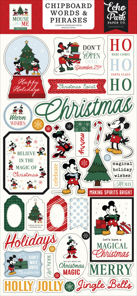Echo Park - Mouse and Me Christmas - Chipboard Words & Phrases