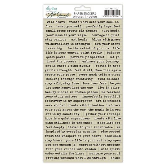 Mintay - Art Journal Paper Stickers - Phrases 1: Beige
