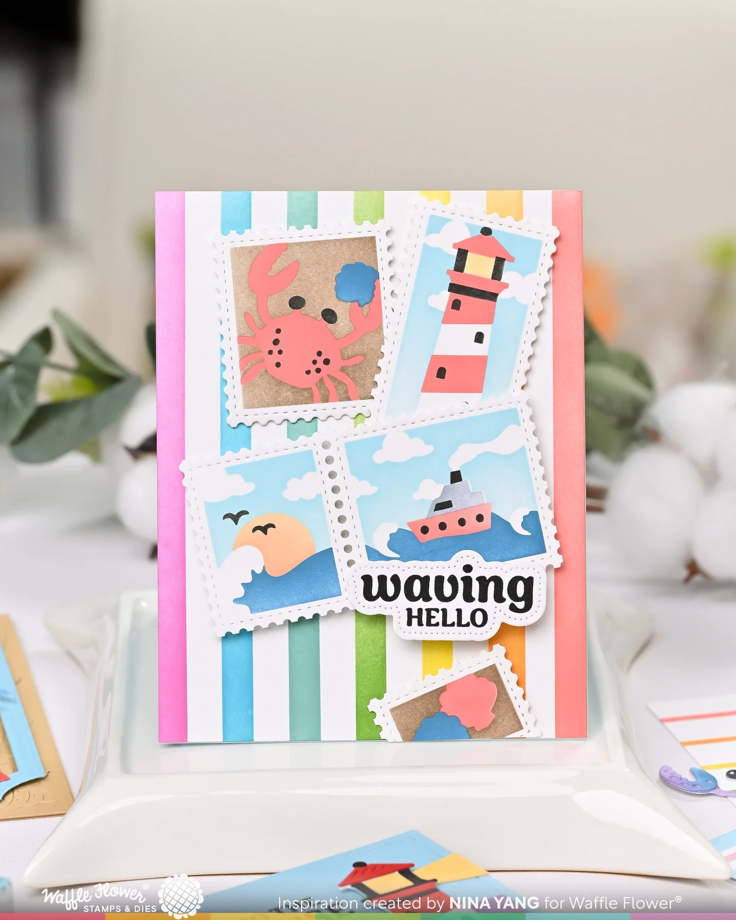 Waffle Flower - Postage Collage Coastal Stencil