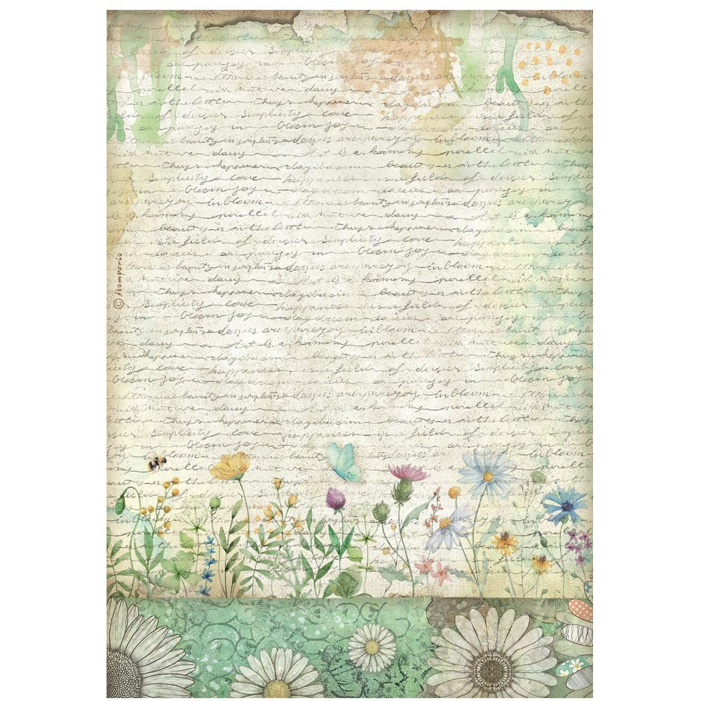 Stamperia - Daisy Art - Rice Paper: Handmade Letter With Flowers