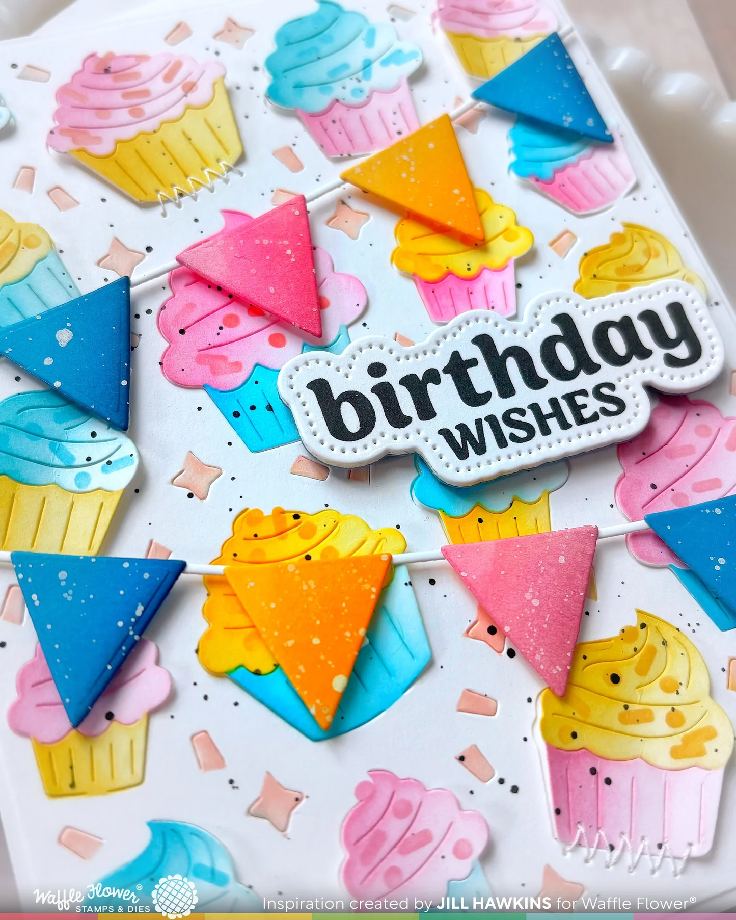 Waffle Flower - Cupcake Background Texture Die & Stencil Bundle
