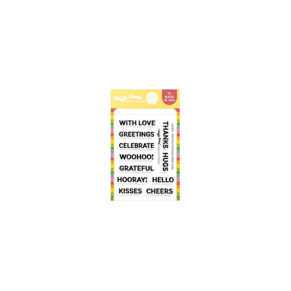 Waffle Flower - Nesting Postage Collage - Greetings Stamp Set