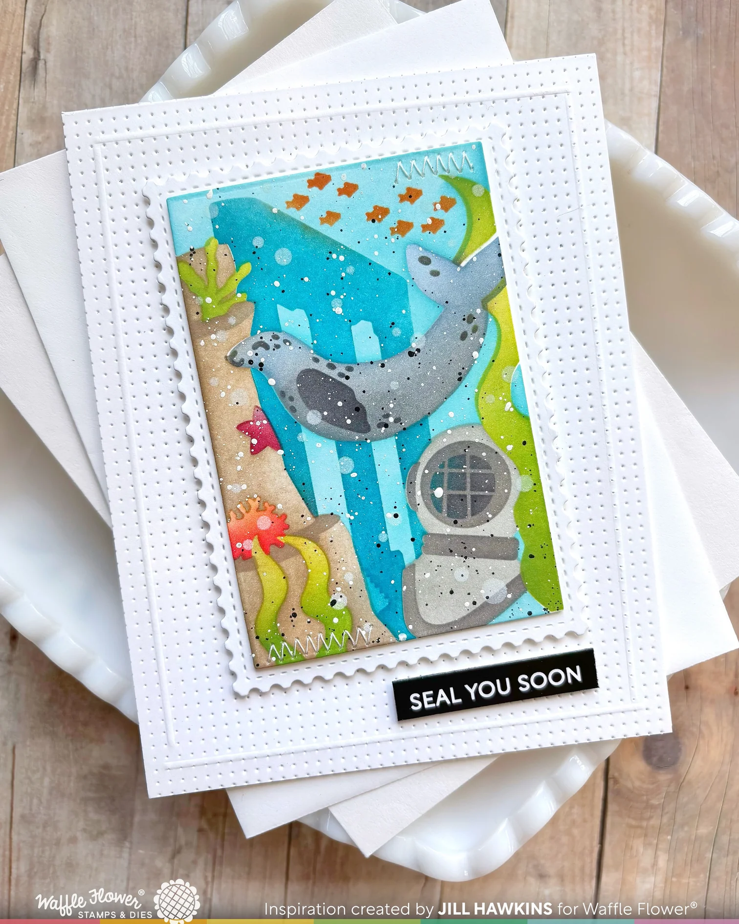 Waffle Flower - Nesting Postage Collage - Under the Sea Stencil Set