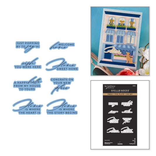 Spellbinders - Welcome Home Sentiments Press + Foil Plate & Die Bundle