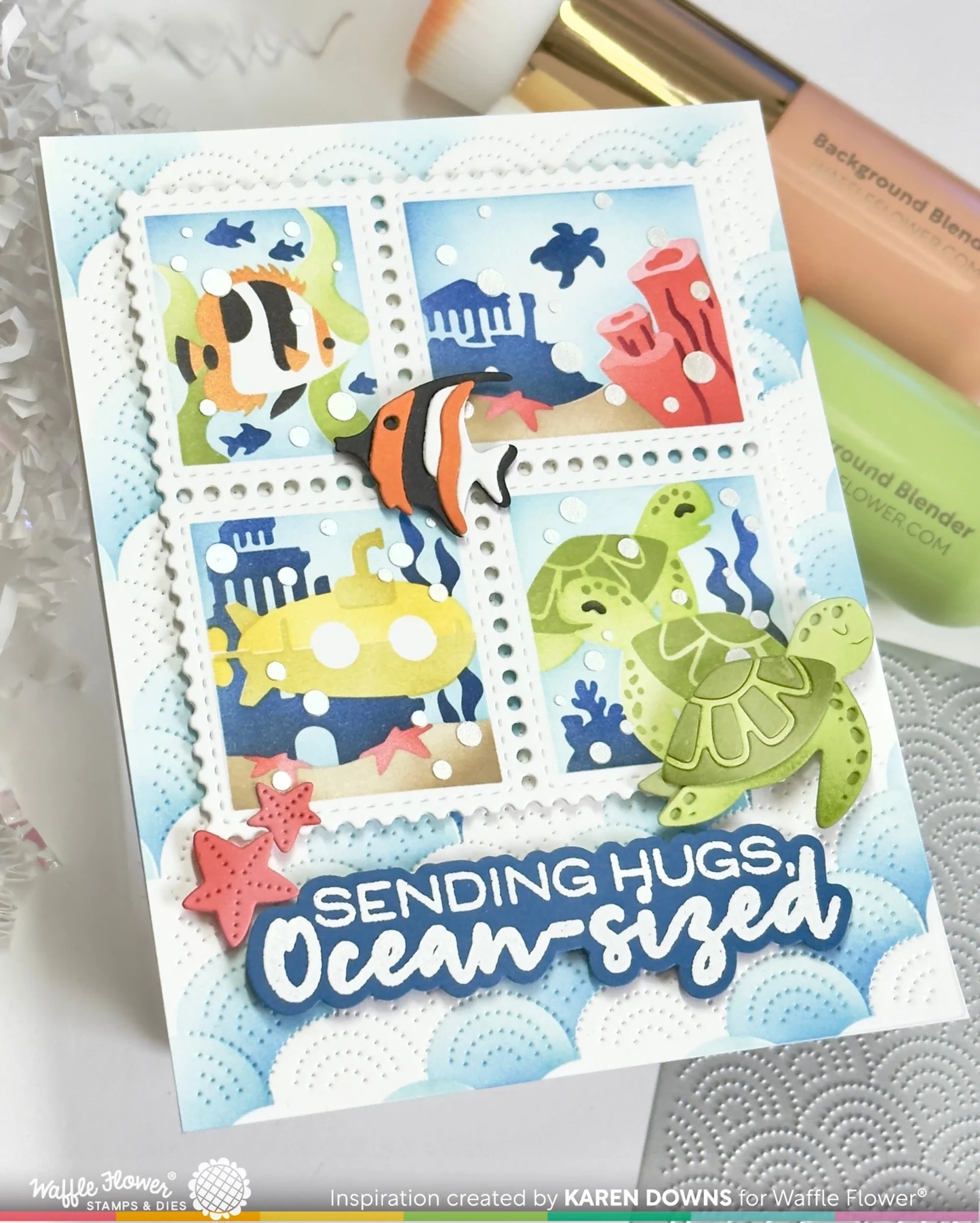 Waffle Flower - Postage Collage - Under the Sea Stencil Set