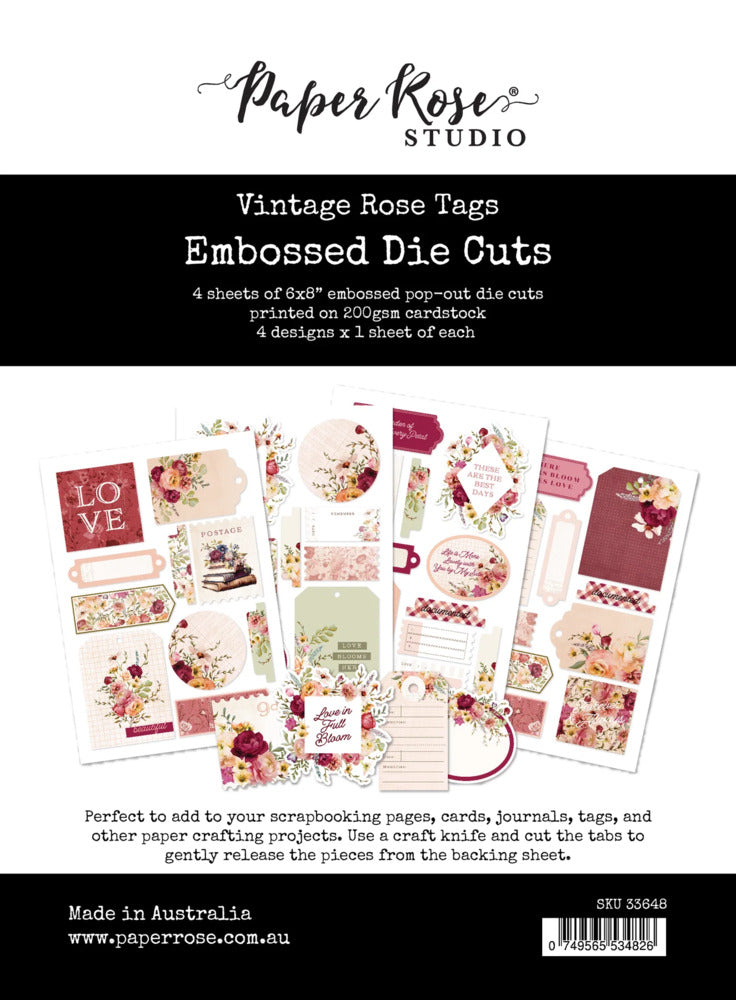 Paper Rose - Vintage Rose - Tags & Tickets Embossed Die Cuts