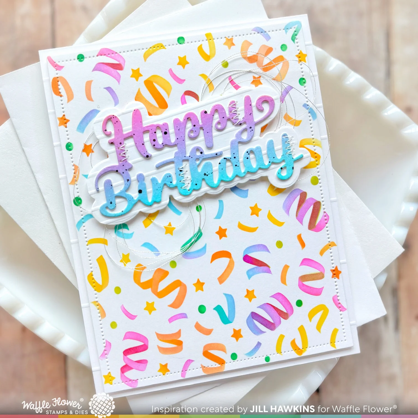 Waffle Flower - Happy Birthday Script Word Die Set