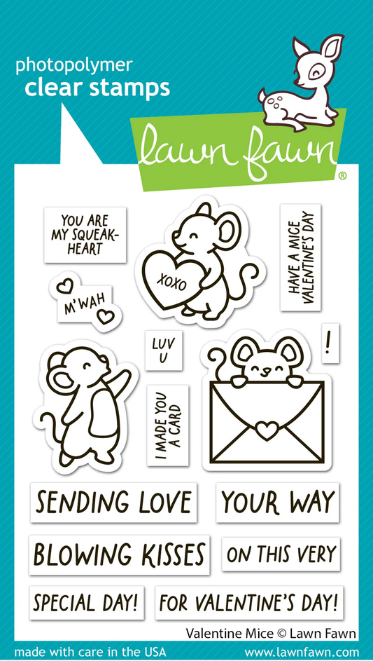 Lawn Fawn - Valentine Mice Stamp, Die & Stencil Bundle