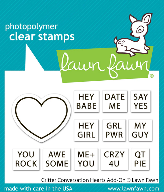 Lawn Fawn - Critter Conversation Hearts Add-on Stamp & Die Bundle