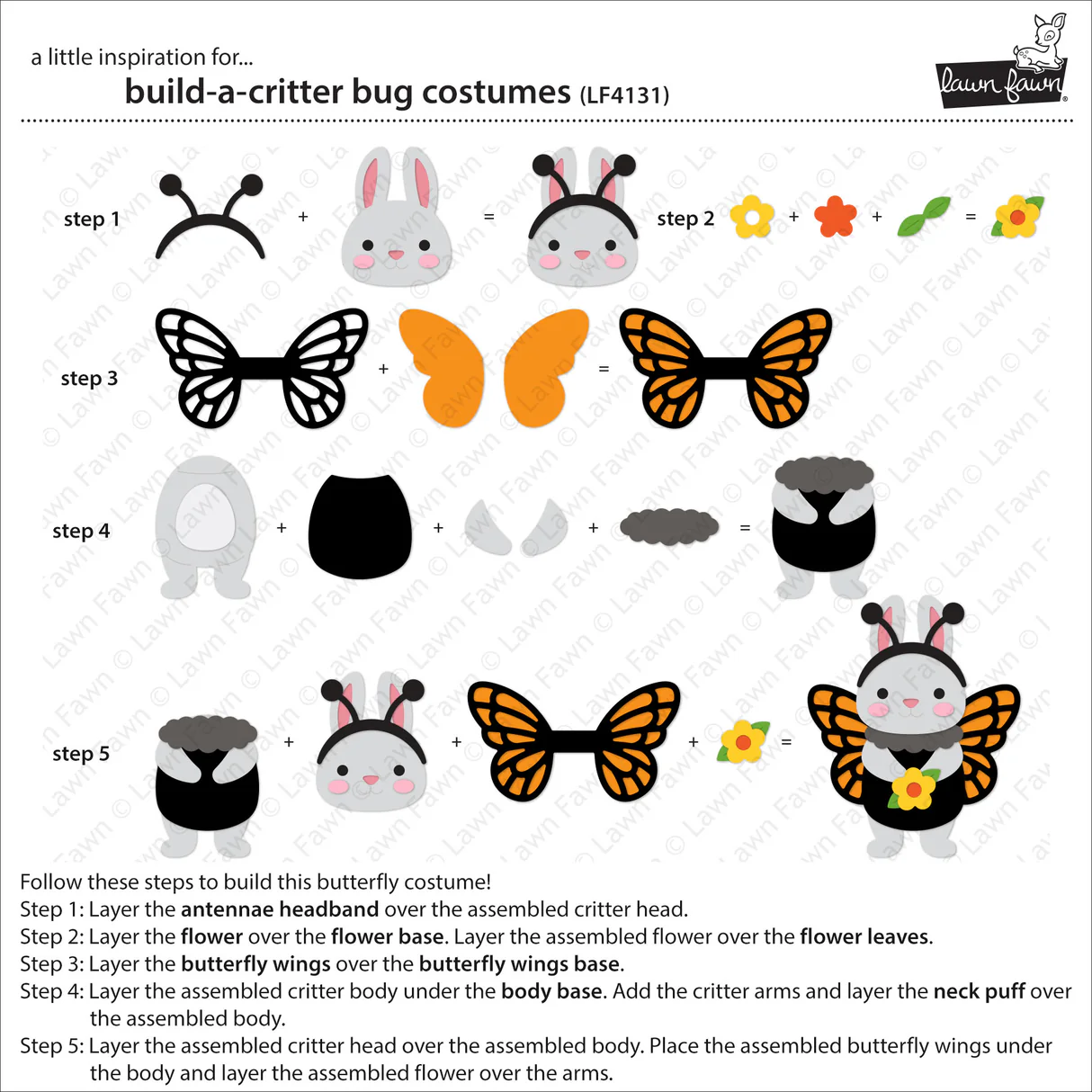 Lawn Fawn - Build-A-Critter Bug Costumes Die Set