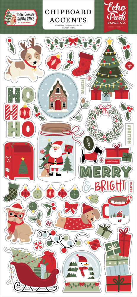 Echo Park - Here Comes Santa Paws - Chipboard Accents