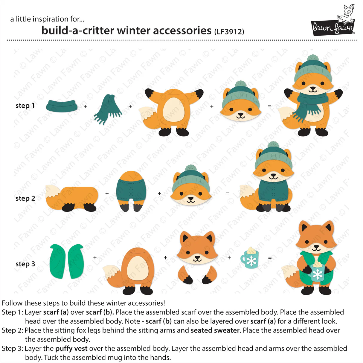 Lawn Fawn - Build-A-Critter Winter Accessories Die Set
