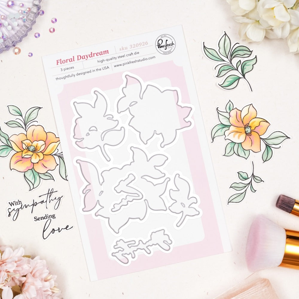 Pinkfresh - Floral Daydream Stamp, Die & Stencil Bundle