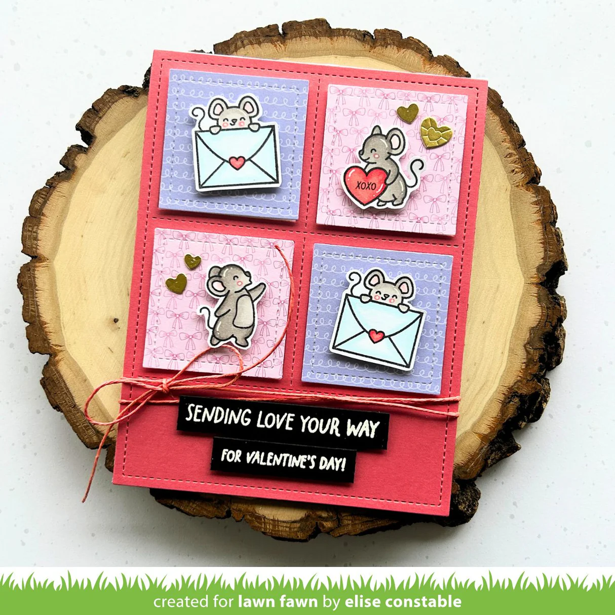 Lawn Fawn - Valentine Mice Stamp, Die & Stencil Bundle