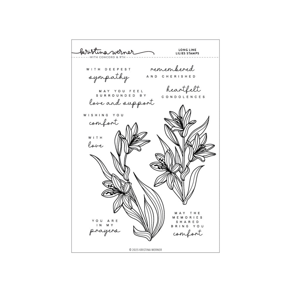 Concord & 9th - Long Line Lilies Stamp, Die & Stencil Bundle by Kristina Werner