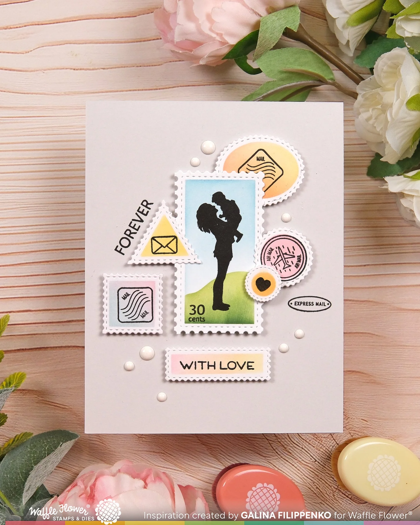 Waffle Flower - Postage Collage - A2 Inner Blocks Stencil