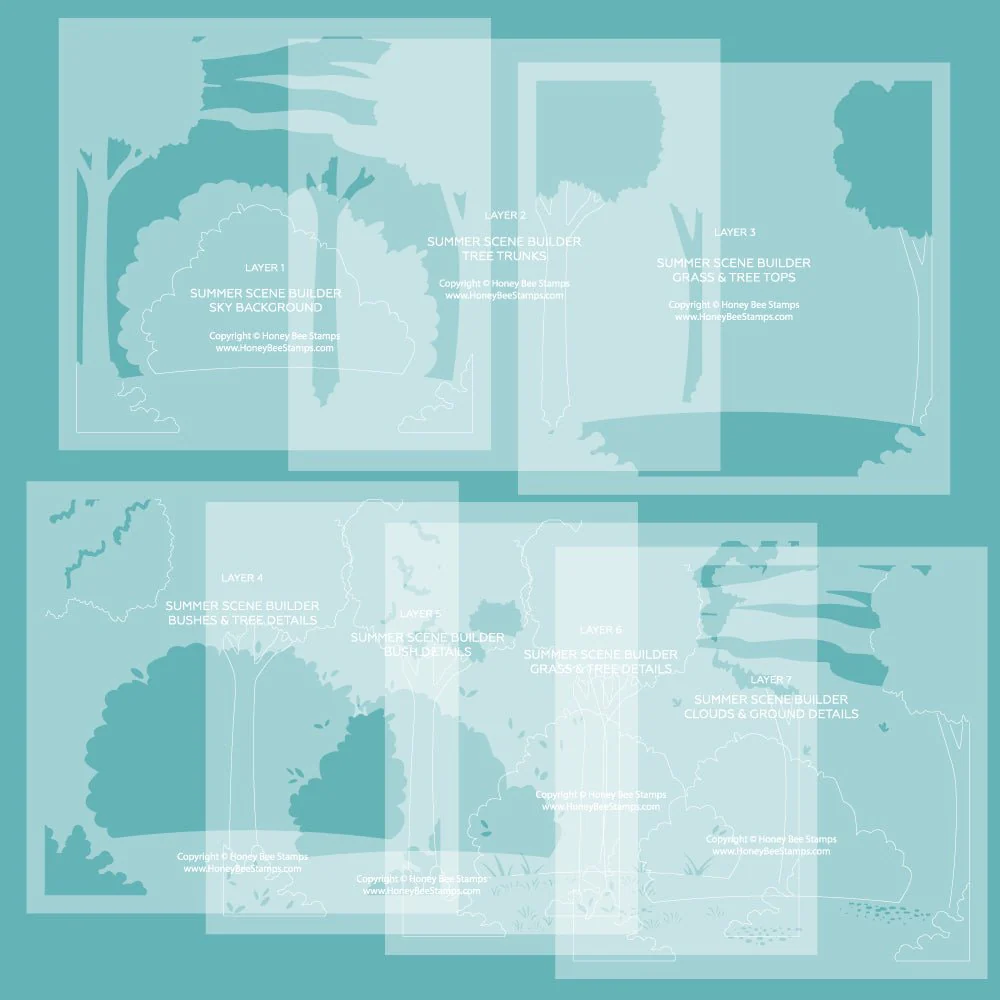Honey Bee - Summer Scene Builder Stencil Set