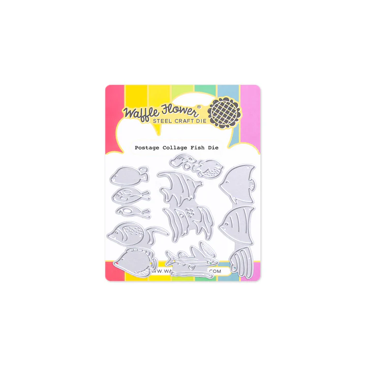 Waffle Flower - Postage Collage - Fish Die Set