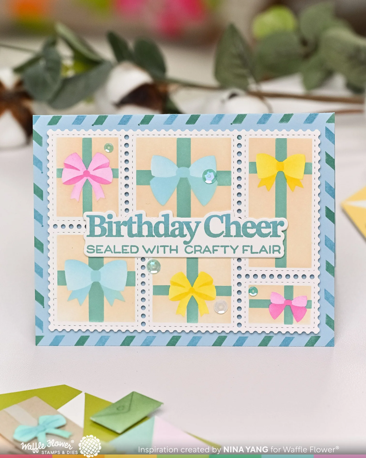 Waffle Flower - Postage Collage - Gifts Stencil