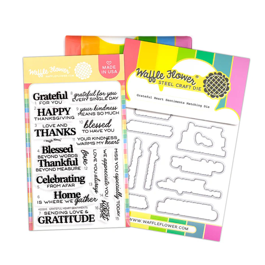 Waffle Flower - Grateful Heart Sentiments Stamp & Die Bundle
