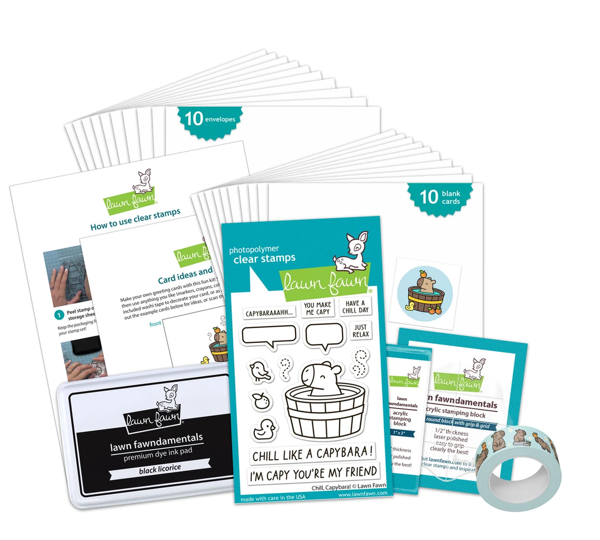 Lawn Fawn - Kids Cardmaking Kit: Chill, Capybara!