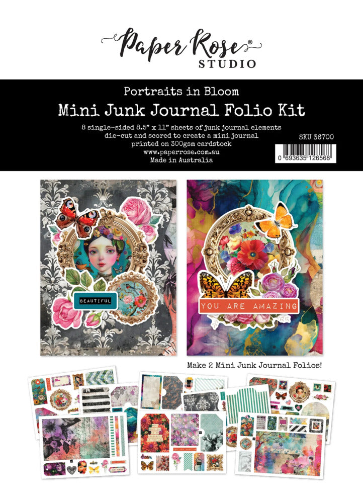 Paper Rose - Portraits in Bloom - Mini Junk Journal Folio Kit
