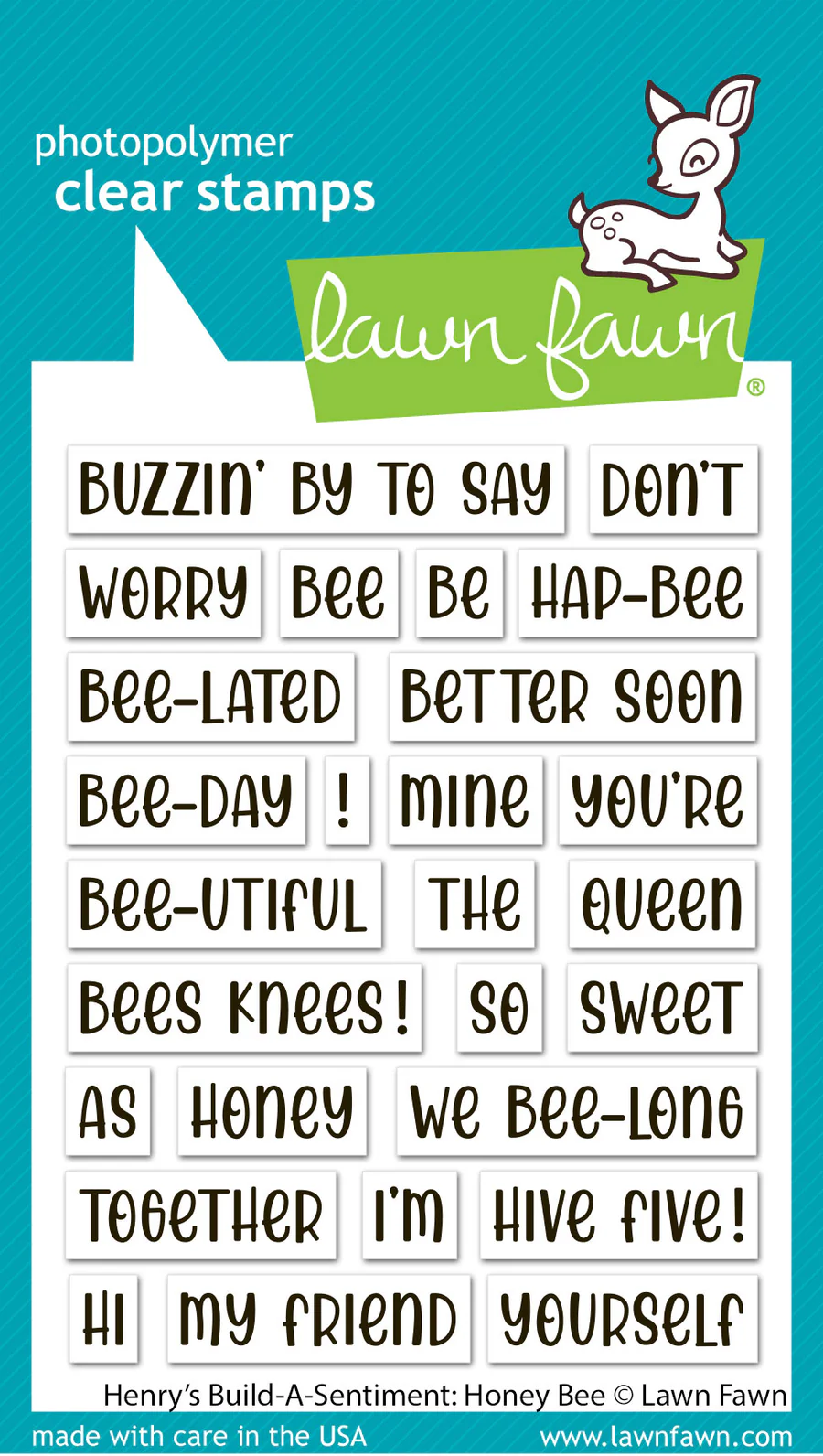 Lawn Fawn - Henry's Build-A-Sentiment: Honey Bee Stamp Set