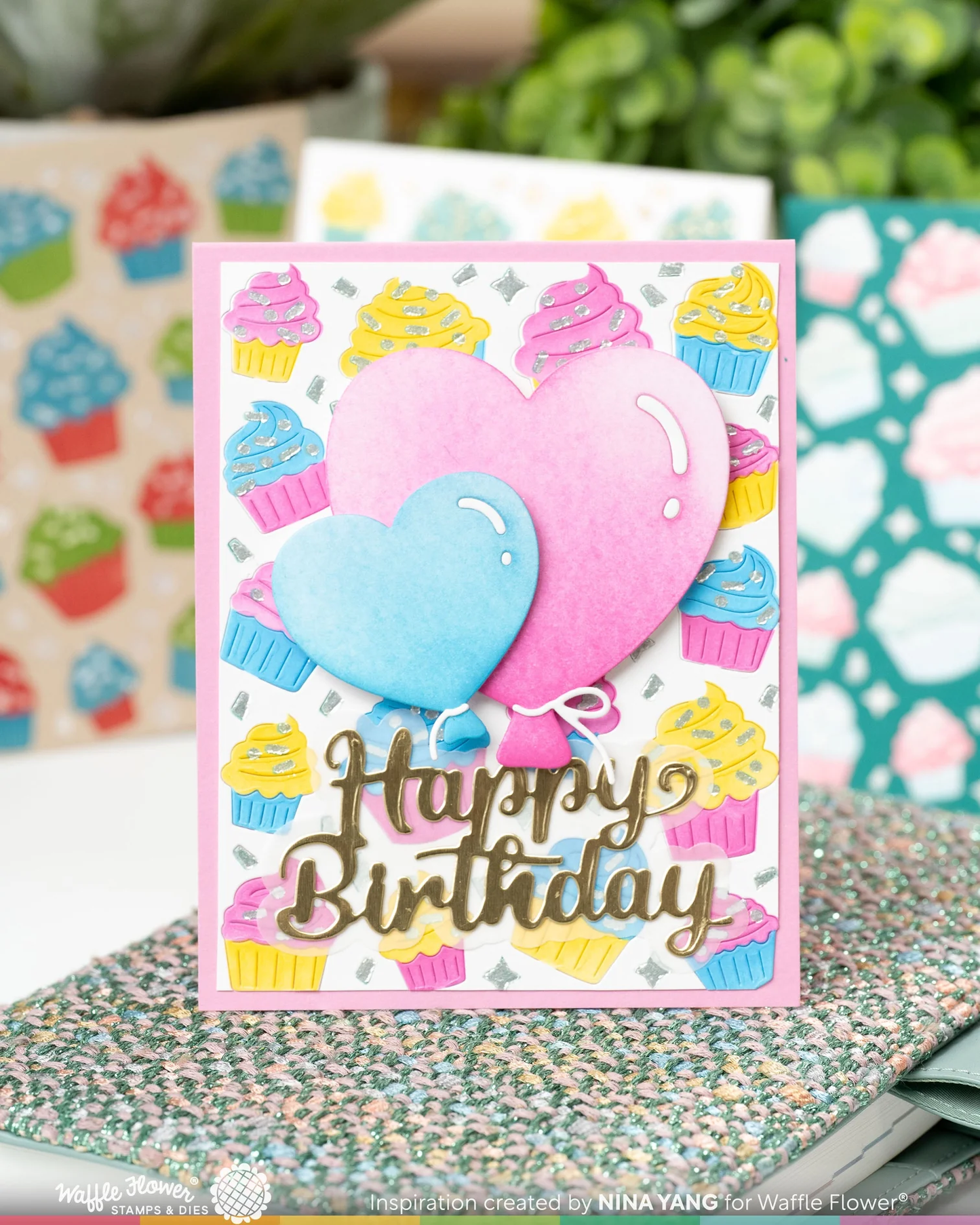 Waffle Flower - Cupcake Background Texture Die & Stencil Bundle