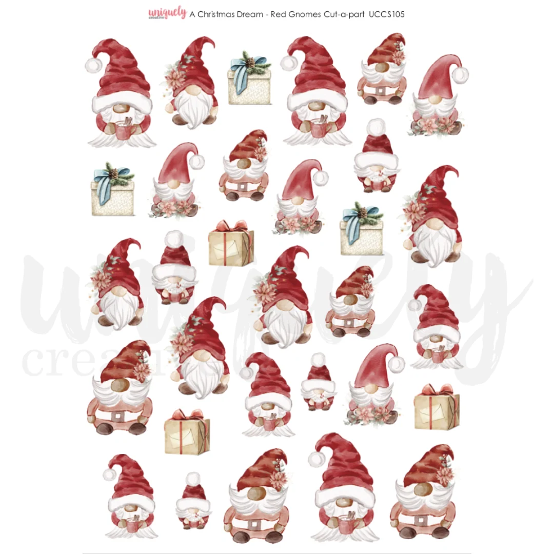 Uniquely Creative - A Christmas Dream Red Gnomes Cut-a-Part