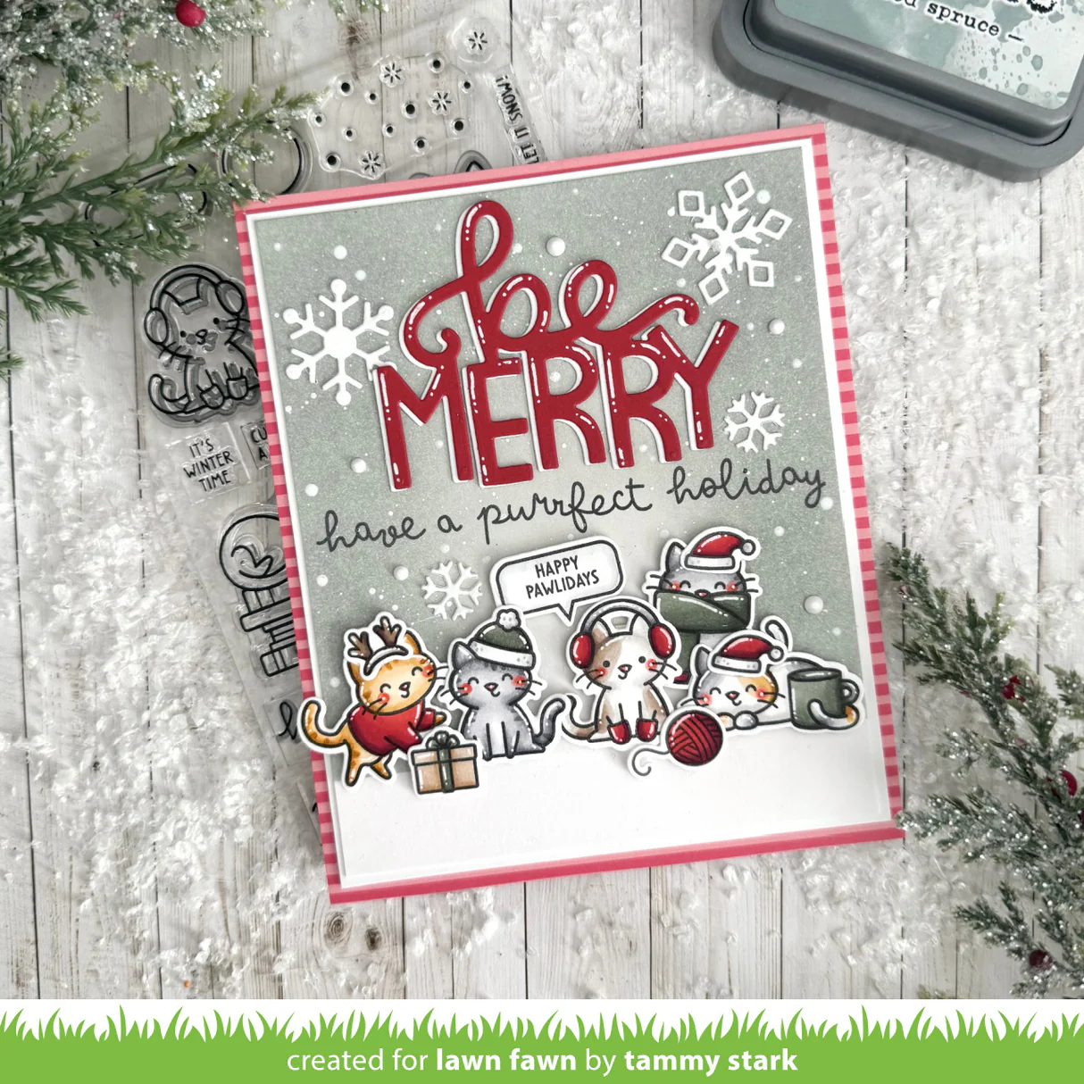 Lawn Fawn - Cozy Cats Stamp, Die and Stencil Bundle