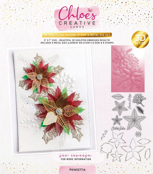 Chloe's Creative - Poinsettia 3D Embossing Folder, Stamp & Die Bundle