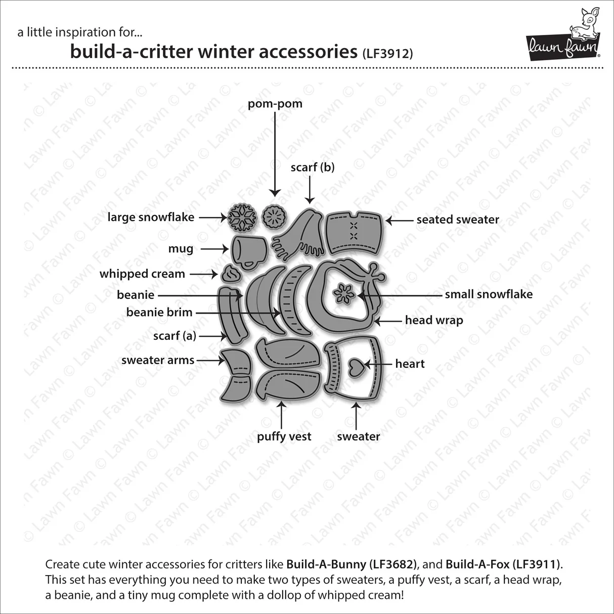 Lawn Fawn - Build-A-Critter Winter Accessories Die Set