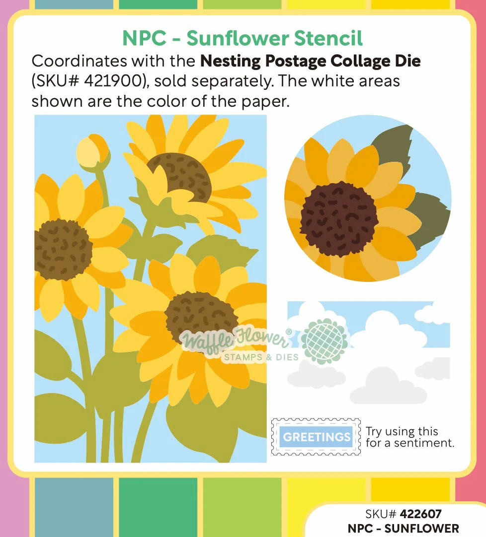 Waffle Flower - NPC - Sunflower Stencil Set