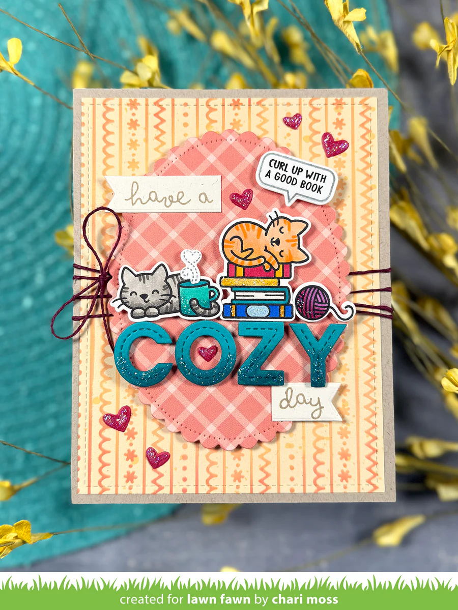 Lawn Fawn - Cozy Cats Stamp, Die and Stencil Bundle