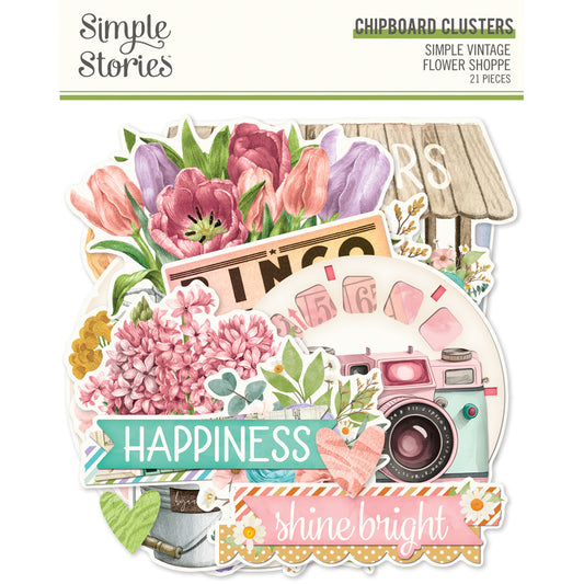 Simple Stories - Simple Vintage Flower Shoppe - Chipboard Clusters