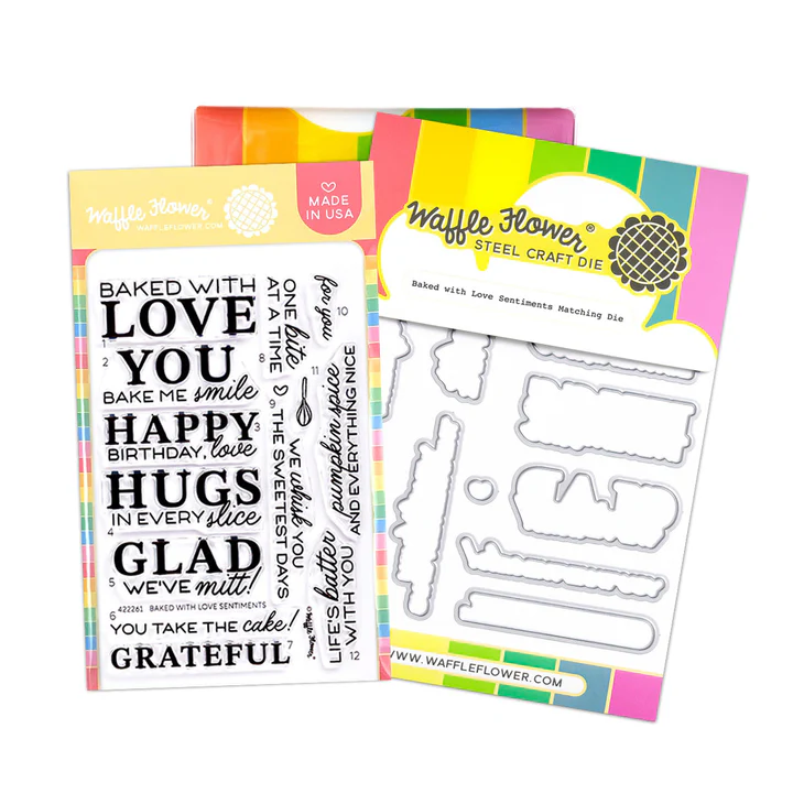 Waffle Flower - Baked with Love Sentiments Stamp & Die Bundle