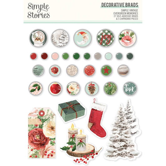 Simple Stories - Simple Vintage Evergreen Memories - Decorative Brads