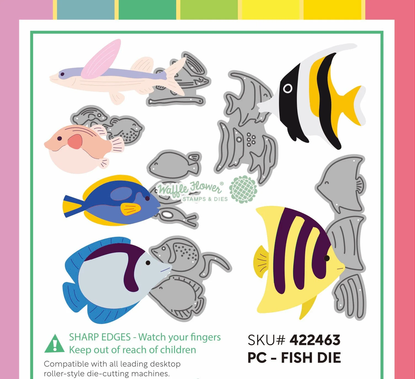 Waffle Flower - Postage Collage - Fish Die Set