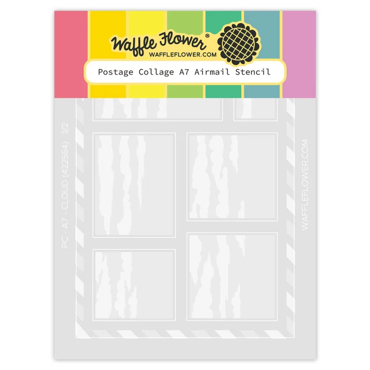 Waffle Flower - Postage Collage - A7 Airmail Stencil