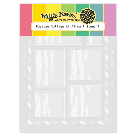 Waffle Flower - Postage Collage - A7 Airmail Stencil