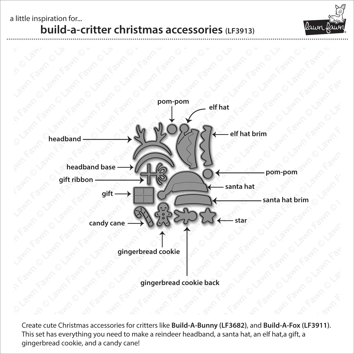 Lawn Fawn - Build-A-Critter Christmas Accessories Die Set