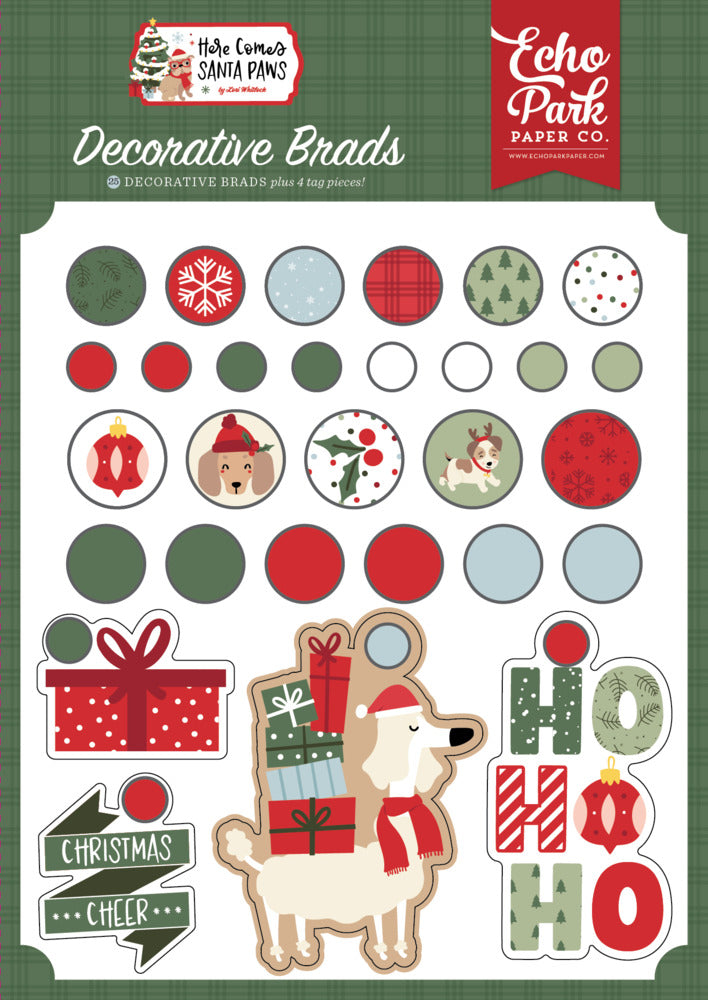 Echo Park - Here Comes Santa Paws - Decorative Brads