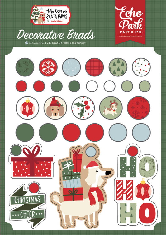 Echo Park - Here Comes Santa Paws - Decorative Brads