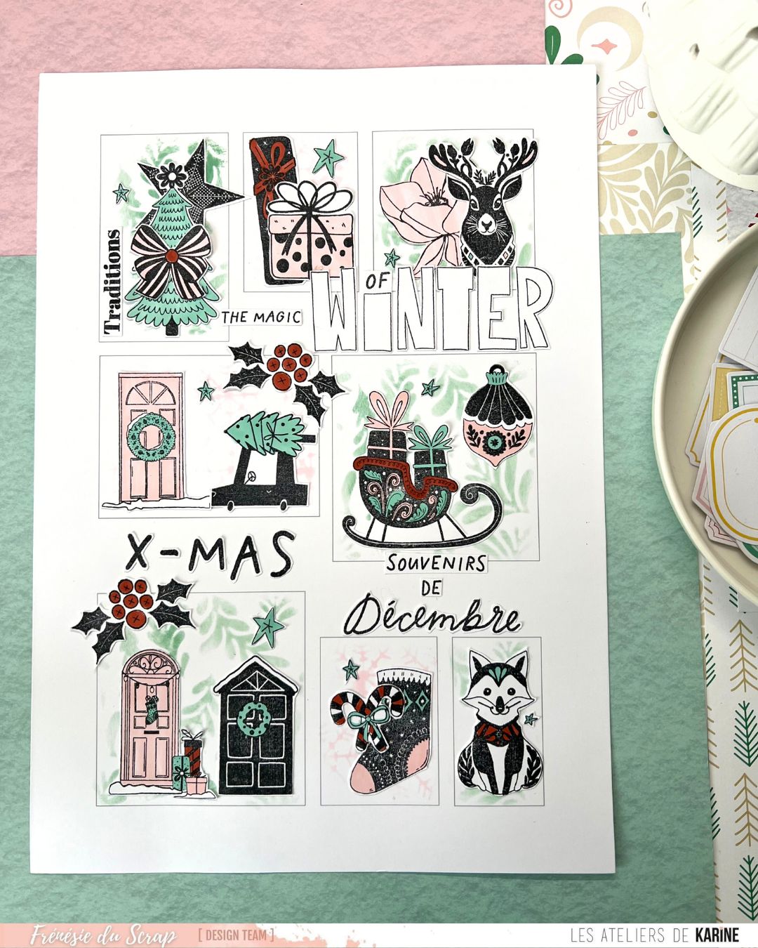 Les Ateliers de Karine - Carnet Enchante - Feuillage Stylise Stencil