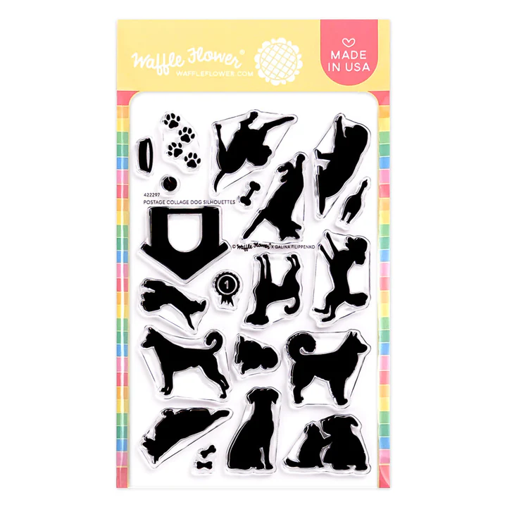 Waffle Flower - Postage Collage - Dog Silhouettes Stamp Set