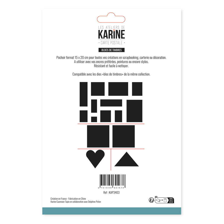 Les Ateliers de Karine - Carte Postale - Blocs de Timbres Stencil