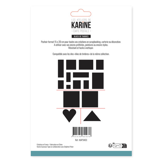 Les Ateliers de Karine - Carte Postale - Blocs de Timbres Stencil