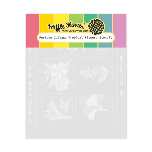 Waffle Flower - Postage Collage - Tropical Flowers Stencil Set