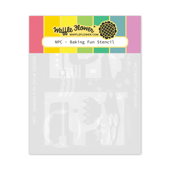 Waffle Flower - Nesting Postage Collage - Baking Fun Stencil