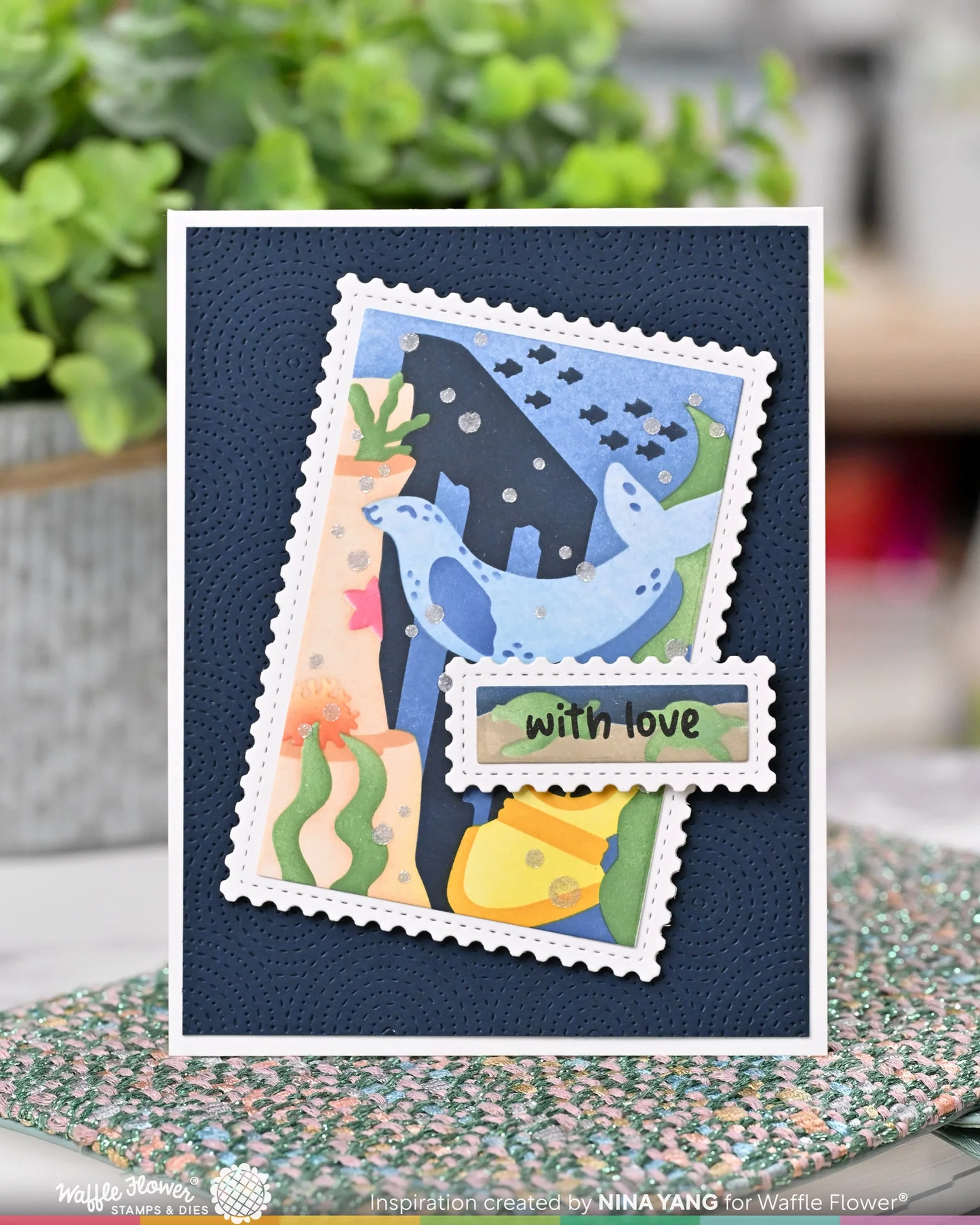 Waffle Flower - Nesting Postage Collage - Under the Sea Stencil Set